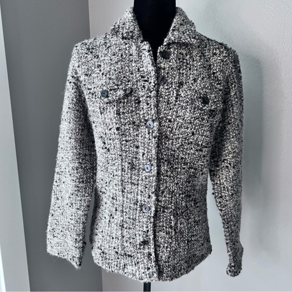 Chico’s design women’s button down wool blend tweed jacket size 0